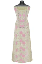 Srajann Hand Embroided Lemon Organza Lucknowi Chikankari Unstitched Kurta Dupatta Set (SLC1722) - Image 2