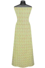 Srajann Hand Embroided Lemon Organza Lucknowi Chikankari Unstitched Kurta Dupatta Set (SLC1722) - Image 5