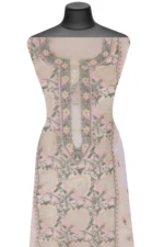 Srajann Hand Embroided Green Organza Lucknowi Chikankari Unstitched Kurta Dupatta Set (SLC1724) - Image 3