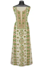 Srajann Hand Embroided Cream Organza Lucknowi Chikankari Unstitched Kurta Dupatta Set (SLC1741) - Image 2