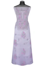 Srajann Hand Embroided Grey Organza Lucknowi Chikankari Unstitched Kurta Dupatta Set (SLC1738) - Image 3