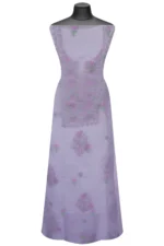 Srajann Hand Embroided Grey Organza Lucknowi Chikankari Unstitched Kurta Dupatta Set (SLC1738) - Image 2