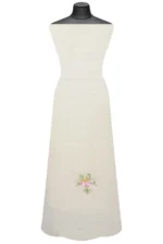 Srajann Hand Embroided Cream Organza Lucknowi Chikankari Unstitched Kurta Dupatta Set (SLC1737) - Image 4