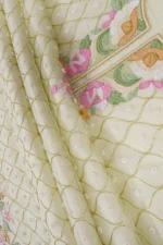 Srajann Hand Embroided Cream Organza Lucknowi Chikankari Unstitched Kurta Dupatta Set (SLC1737) - Image 9