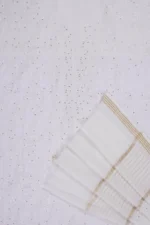 Srajann Hand Embroided white Maheshwari Lucknowi Chikankari Unstitched Kurta Dupatta Set