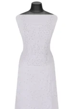 Srajann Hand Embroided white Maheshwari Lucknowi Chikankari Unstitched Kurta Dupatta Set (SLC1267) - Image 3