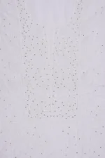 Srajann Hand Embroided white Maheshwari Lucknowi Chikankari Unstitched Kurta Dupatta Set (SLC1267) - Image 7