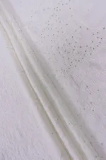 Srajann Hand Embroided white Maheshwari Lucknowi Chikankari Unstitched Kurta Dupatta Set (SLC1267) - Image 9