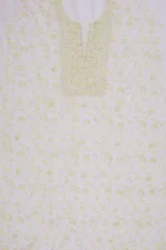 Srajann Hand Embroided Cream Maheshwari Lucknowi Chikankari Unstitched Kurta Dupatta Set (SLC1268) - Image 6