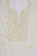 Srajann Hand Embroided Cream Maheshwari Lucknowi Chikankari Unstitched Kurta Dupatta Set (SLC1268) - Image 7