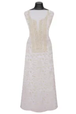 Srajann Hand Embroided Cream Maheshwari Lucknowi Chikankari Unstitched Kurta Dupatta Set (SLC1269) - Image 2