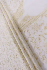 Srajann Hand Embroided Cream Maheshwari Lucknowi Chikankari Unstitched Kurta Dupatta Set (SLC1269) - Image 9