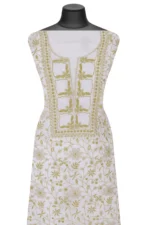 Srajann Hand Embroided white Maheshwari Lucknowi Chikankari Unstitched Kurta Dupatta Set (SLC1271) - Image 3