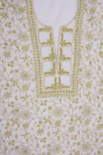 Srajann Hand Embroided white Maheshwari Lucknowi Chikankari Unstitched Kurta Dupatta Set (SLC1271) - Image 7