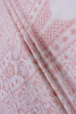 Srajann Hand Embroided white Maheshwari Lucknowi Chikankari Unstitched Kurta Dupatta Set (SLC1284) - Image 11