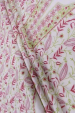 Srajann Hand Embroided white Maheshwari Lucknowi Chikankari Unstitched Kurta Dupatta Set (SLC1285) - Image 10