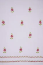 Srajann Hand Embroided white Maheshwari Lucknowi Chikankari Unstitched Kurta Dupatta Set (SLC1285) - Image 11