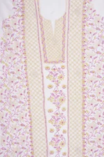 Srajann Hand Embroided white Maheshwari Lucknowi Chikankari Unstitched Kurta Dupatta Set (SLC1276) - Image 6
