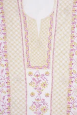 Srajann Hand Embroided white Maheshwari Lucknowi Chikankari Unstitched Kurta Dupatta Set (SLC1276) - Image 7