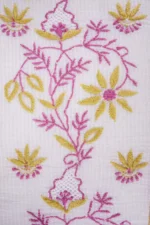 Srajann Hand Embroided white Maheshwari Lucknowi Chikankari Unstitched Kurta Dupatta Set (SLC1276) - Image 8