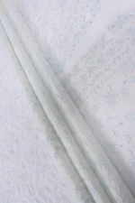 Srajann Hand Embroided white Maheshwari Lucknowi Chikankari Unstitched Kurta Dupatta Set (SLC1277) - Image 9