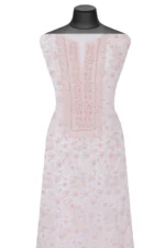 Srajann Hand Embroided white Maheshwari Lucknowi Chikankari Unstitched Kurta Dupatta Set (SLC1280) - Image 3