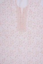 Srajann Hand Embroided white Maheshwari Lucknowi Chikankari Unstitched Kurta Dupatta Set (SLC1280) - Image 6