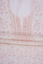 Srajann Hand Embroided white Maheshwari Lucknowi Chikankari Unstitched Kurta Dupatta Set (SLC1280) - Image 9