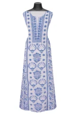 Srajann Hand Embroided white Maheshwari Lucknowi Chikankari Unstitched Kurta Dupatta Set (SLC1281) - Image 2