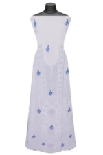 Srajann Hand Embroided white Maheshwari Lucknowi Chikankari Unstitched Kurta Dupatta Set (SLC1281) - Image 5