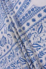 Srajann Hand Embroided white Maheshwari Lucknowi Chikankari Unstitched Kurta Dupatta Set (SLC1281) - Image 10