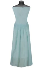 Srajann Hand Embroided Sea Green Mul Chanderi Lucknowi Chikankari Unstitched Kurta Dupatta Set (SLC1632) - Image 2