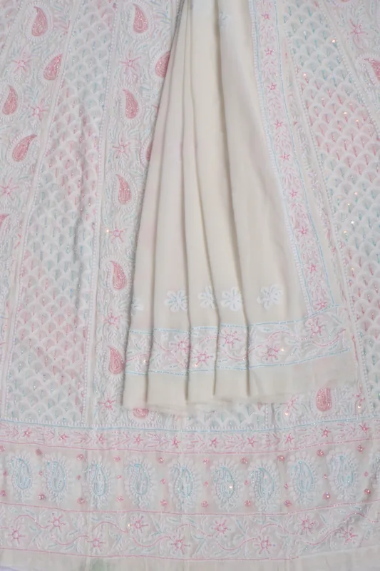 Srajann Hand Embellishment Anarkali Pure Georgette Unstitched Suit Work With Zari Addon