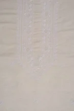 Srajann Hand Embroidered Cream Khadi Lucknowi Chikankari Unstitched Men's Kurta Piece