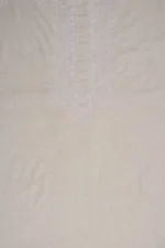 Srajann Hand Embroidered Cream Lucknowi Chikankari Unstitched Men's Kurta Piece (SLC1135) - Image 3