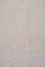 Srajann Hand Embroidered Cream Lucknowi Chikankari Unstitched Men's Kurta Piece (SLC1135) - Image 4