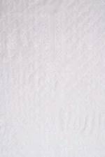 Srajann Hand Embroidered White Pure Georgette Lucknowi Chikankari Unstitched Men's Kurta Piece (SLC1136) - Image 2