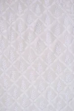 Srajann Hand Embroidered White Pure Georgette Lucknowi Chikankari Unstitched Men's Kurta Piece (SLC1136) - Image 3