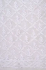 Srajann Hand Embroidered White Pure Georgette Lucknowi Chikankari Unstitched Men's Kurta Piece (SLC1136) - Image 6