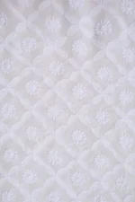 Srajann Hand Embroidered White Pure Georgette Lucknowi Chikankari Unstitched Men's Kurta Piece (SLC1137) - Image 3