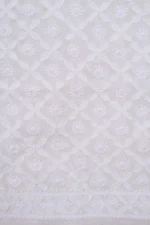 Srajann Hand Embroidered White Pure Georgette Lucknowi Chikankari Unstitched Men's Kurta Piece (SLC1137) - Image 6
