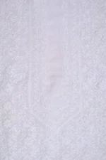 Srajann Hand Embroidered White Pure Georgette Lucknowi Chikankari Unstitched Men's Kurta Piece