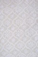 Srajann Hand Embroidered White Pure Georgette Lucknowi Chikankari Unstitched Men's Kurta Piece (SLC1140) - Image 3