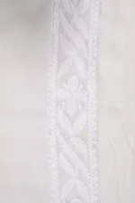 Srajann Hand Embroidered White Pure Georgette Lucknowi Chikankari Unstitched Men's Kurta Piece (SLC1140) - Image 5