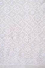 Srajann Hand Embroidered White Pure Georgette Lucknowi Chikankari Unstitched Men's Kurta Piece (SLC1140) - Image 6