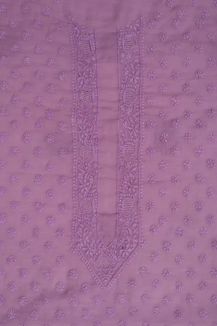 Srajann Hand Embroidered Purple Chanderi Lucknowi Chikankari Unstitched Men's Kurta Piece