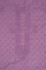 Srajann Hand Embroidered Purple Chanderi Lucknowi Chikankari Unstitched Men's Kurta Piece