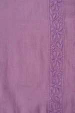 Srajann Hand Embroidered Purple Chanderi Lucknowi Chikankari Unstitched Men's Kurta Piece (SLC1143) - Image 4