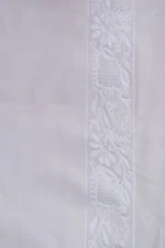 Srajann Hand Embroidered White Pure Georgette Lucknowi Chikankari Unstitched Men's Kurta Piece (SLC1148) - Image 5