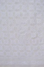 Srajann Hand Embroidered White Pure Georgette Lucknowi Chikankari Unstitched Men's Kurta Piece (SLC1148) - Image 6